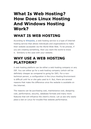 What Is Web Hosting How Does Linux Hosting And Windows Hosting Work