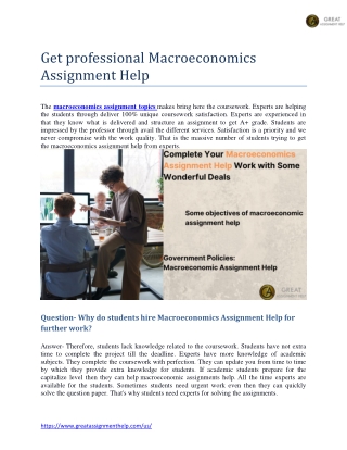 Get professional Macroeconomics Assignment Help