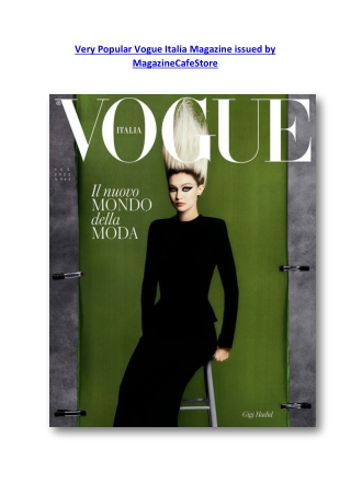 Very Popular Vogue Italia Magazine issued by MagazineCafeStore