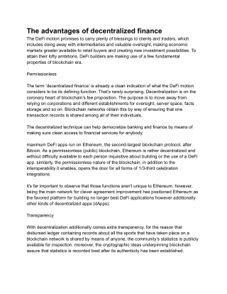 The advantages of decentralized finance