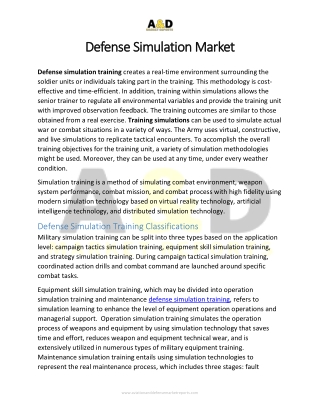 Defense Simulation Market