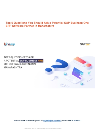 Top 6 Questions You Should Ask a Potential SAP Business One ERP Software Partner in Maharashtra