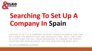 Searching To Set Up A Company In Spain