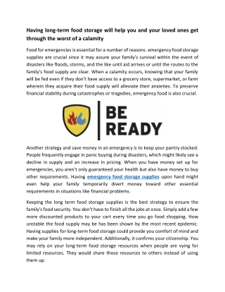 Emergency Food Storage Supplies | Long Term Food Storage Supplies