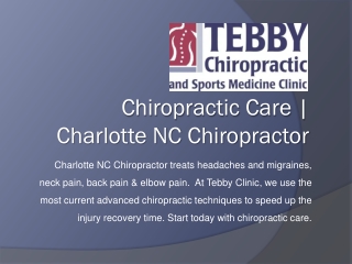 Chiropractic Care | Charlotte NC Chiropractor | Tebby Clinic