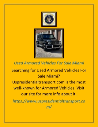 Used Armored Vehicles For Sale Miami