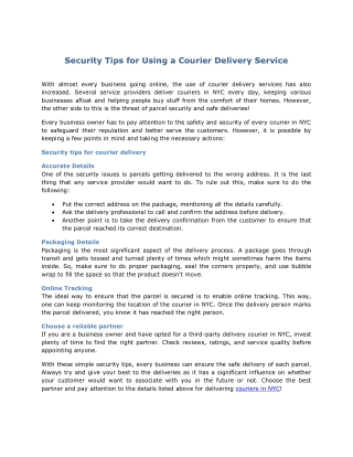 Security Tips for Using a Courier Delivery Service