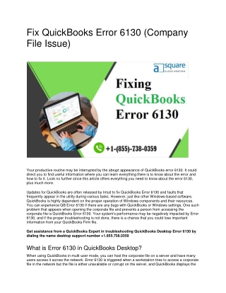 Fix QuickBooks Error 6130 (Company File Issue)