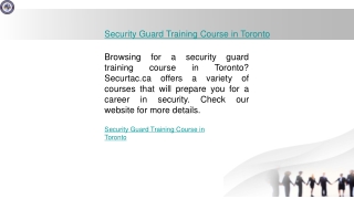 Security Guard Training Course in Toronto Securtac.ca