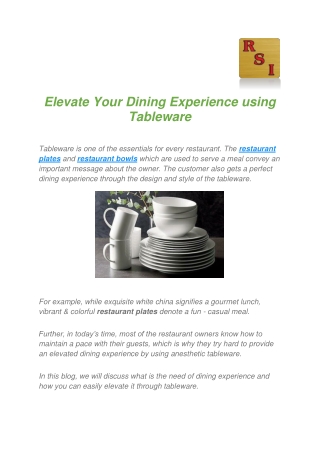 Elevate Your Dining Experience using Tableware