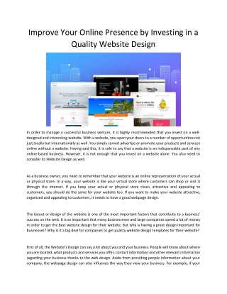 Improve Your Online Presence by Investing in a Quality Website Design .pdf