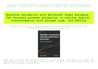 Free [epub]$$ Workflow Automation with Microsoft Power Automate Use business process automation to achieve digital trans