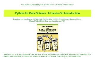 Free download [epub]$$ Python for Data Science A Hands-On Introduction (READ PDF EBOOK)