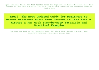 {epub download} Excel The Most Updated Guide for Beginners to Master Microsoft Excel From Scratch in Less Than 9 Minutes