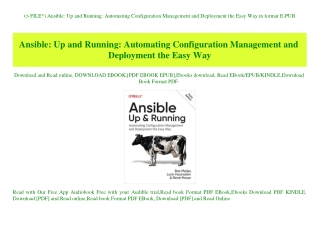 (P.D.F. FILE) Ansible Up and Running Automating Configuration Management and Deployment the Easy Way in format E-PUB