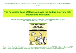 [DOWNLOAD] The Recursive Book of Recursion Ace the Coding Interview with Python and JavaScript [PDF EBOOK EPUB]