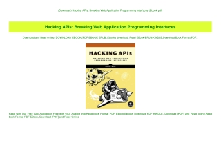 (Download) Hacking APIs Breaking Web Application Programming Interfaces (Ebook pdf)