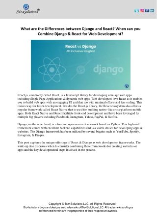 React vs Django Framework: All you need to know