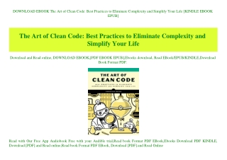 DOWNLOAD EBOOK The Art of Clean Code Best Practices to Eliminate Complexity and Simplify Your Life [KINDLE EBOOK EPUB]