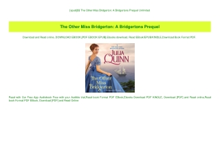 [epub]$$ The Other Miss Bridgerton A Bridgertons Prequel Unlimited