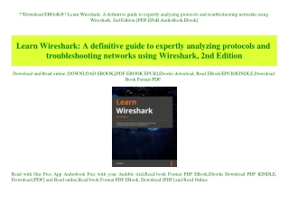 Download EBOoK@ Learn Wireshark A definitive guide to expertly analyzing protocols and troubleshooting networks using Wi