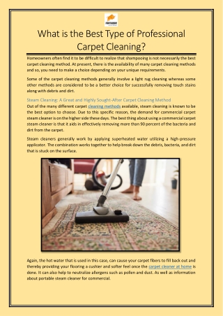 What is the Best Type of Professional Carpet Cleaning?