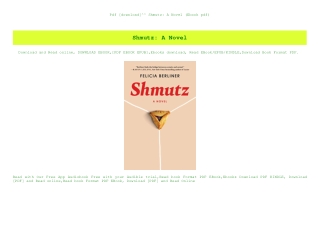 Pdf [download]^^ Shmutz A Novel (Ebook pdf)