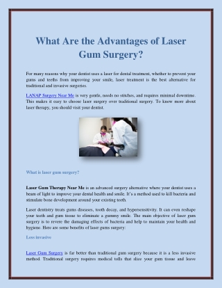 What Are the Advantages of Laser Gum Surgery?