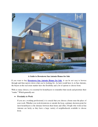 A Guide to Downtown San Antonio Homes for Sale