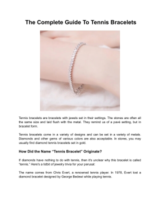 The Complete Guide To Tennis Bracelets