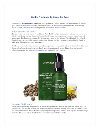Zimble Niacinamide Serum for Acne