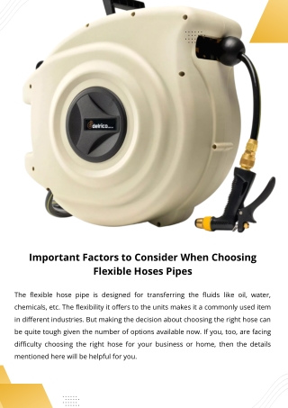 Important Factors to Consider When Choosing Flexible Hoses Pipes