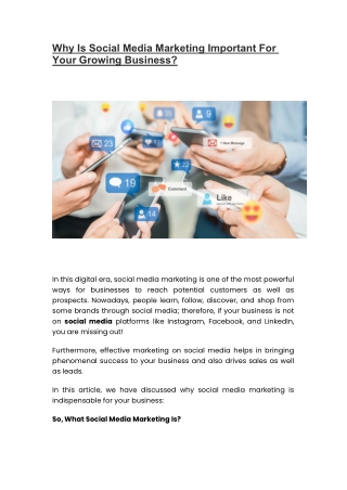 Why Is Social Media Marketing Important