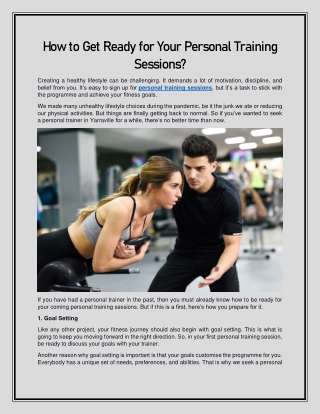 How to Get Ready for Your Personal Training Sessions