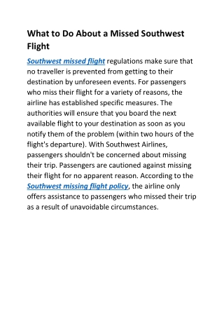 What to Do About a Missed Southwest Flight
