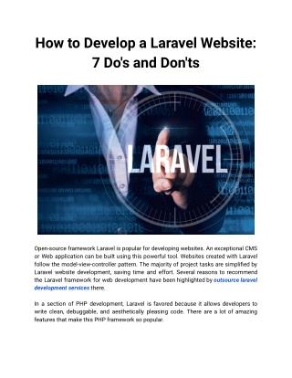 How to Develop a Laravel Website_ 7 Do's and Don'ts