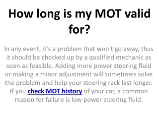 How long is my MOT valid for?
