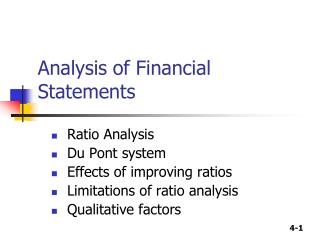 Analysis of Financial Statements