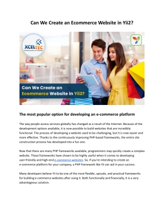 Can We Create an Ecommerce Website in Yii2