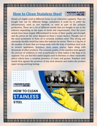 How to Clean Stainless Steel