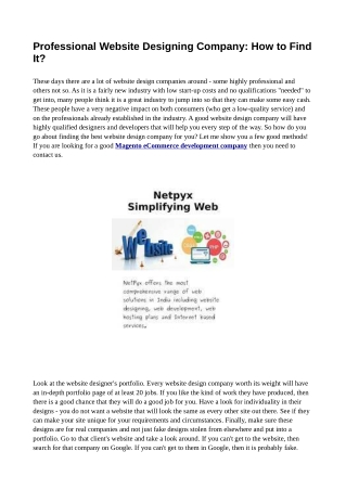 Professional Website Designing Company: How to Find It?