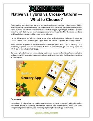 Native vs Hybrid vs Cross-Platform.  What To Choose