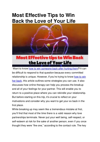 Most Effective Tips to Win Back the Love of Your Life