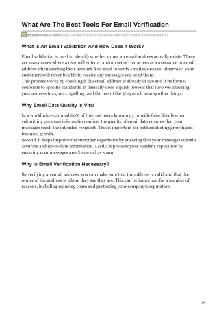 1What Are The Best Tools For Email Verification