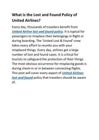 What is the Lost and Found Policy of United Airlines