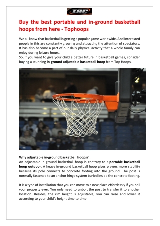 Buy the best portable and in-ground basketball hoops from here
