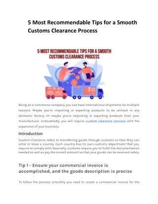 5 Most Recommendable Tips for a Smooth Customs Clearance Process