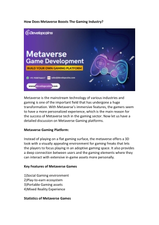 Metaverse Gaming Platform Development