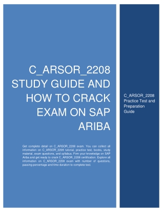 C_ARSOR_2208 Study Guide and How to Crack Exam on SAP Ariba