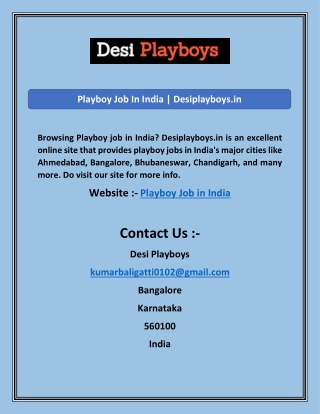 Playboy Job In India | Desiplayboys.in
